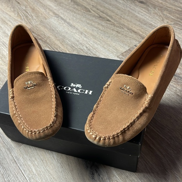 Coach Amber Calf Suede Loafers in Camel Size 6 - Picture 3 of 16